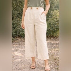 Topshop Cream High Waisted Cropped Wide Leg Pants Tailored Chic Size 4